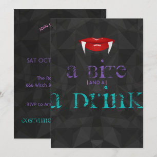 A Bite and a Drink Adult Halloween Party Invite