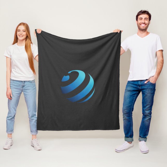 a black and blue logo with a wave on it fleece blanket (In Situ)