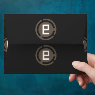 a black and brown logo with the letter 9 envelope