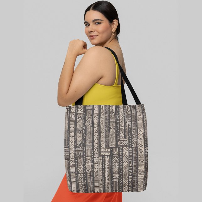 A black and white abstract pattern geometric shape tote bag (Creator Uploaded)