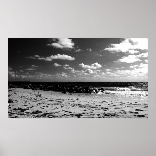 A Black and White Beach Scene Poster (Front)