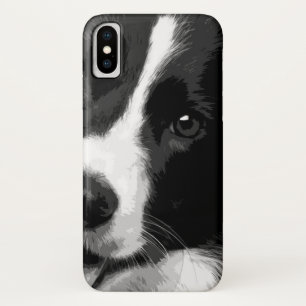 A black and white Border collie iPhone X Case