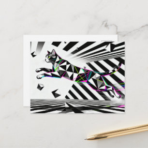 A black and white cat optical illusion  postcard