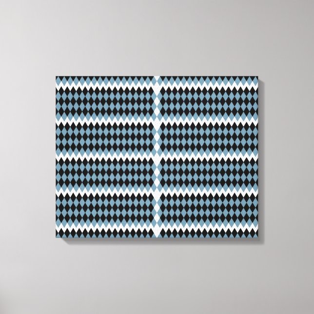 a black and white chequered pattern with a white b canvas print (Front)