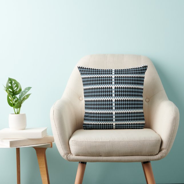 a black and white chequered pattern with a white b throw pillow (Chair)