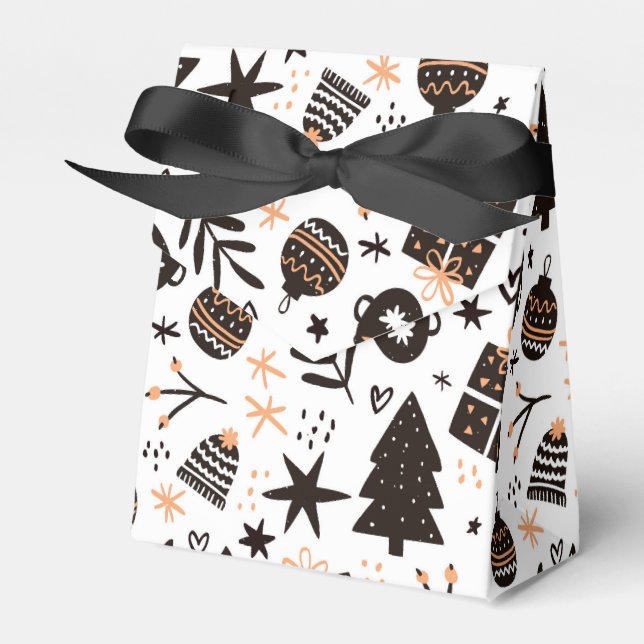 A Black and White Christmas Pattern Favor Box (Front Side)