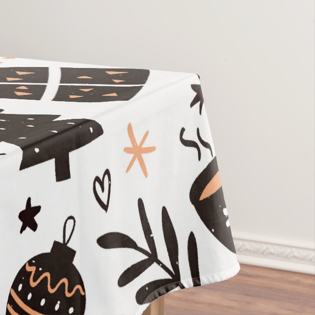 A Black and White Christmas Pattern Tablecloth (In Situ)