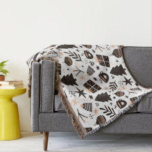 A Black and White Christmas Pattern Throw Blanket