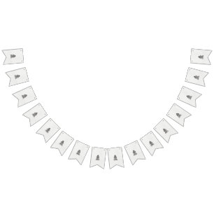 a black and white image of an ornate design bunting flags