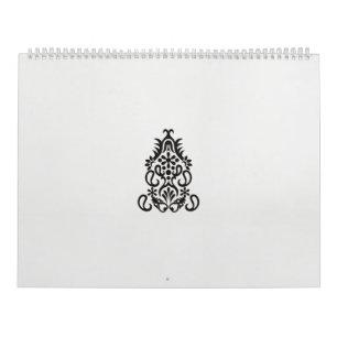 a black and white image of an ornate design calendar