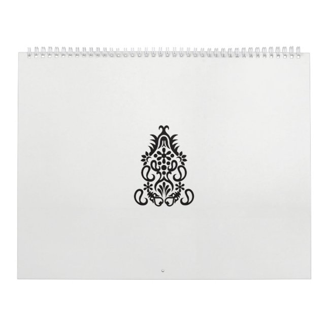 a black and white image of an ornate design calendar (Cover)