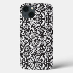 a black and white paisley pattern iPhone 13 case