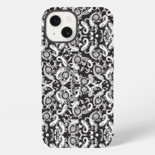a black and white paisley pattern iPhone 13 case