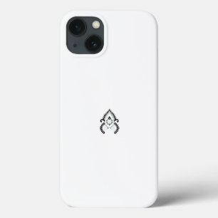 a black and white pattern with green accents iPhone 13 case