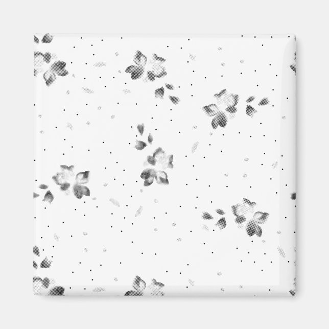 a black and white photo of a bunch of dots magnet (Front)