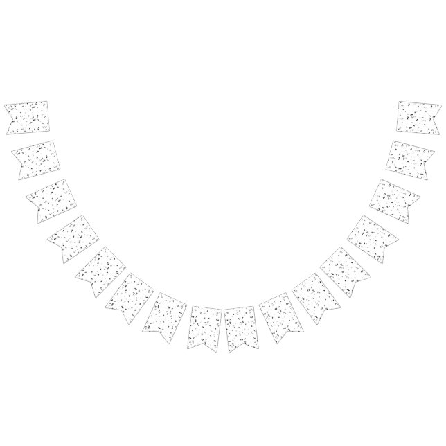 a black and white photo of a flock of birds bunting flags (All)