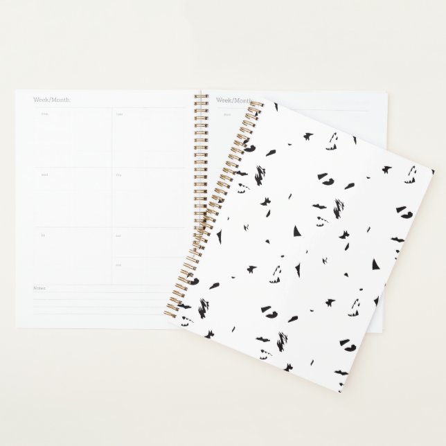 a black and white photo of a flock of birds planner (Display)