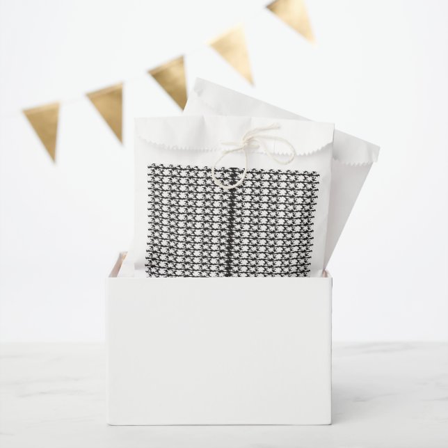 a black and white photo of a pattern favour bag (Party)