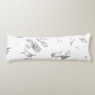  a black and white photo of a white background body pillow