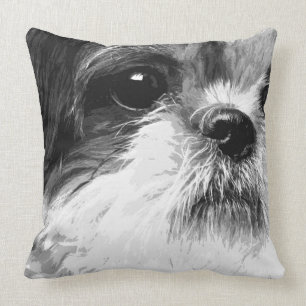 A black and white Shih tzu Throw Pillow