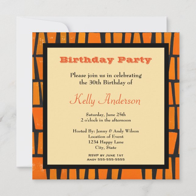 A Black and Yellow Hand Drawn Leopard Illustration Invitation (Back)