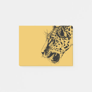 A Black and Yellow Hand Drawn Leopard Illustration Post-it Notes