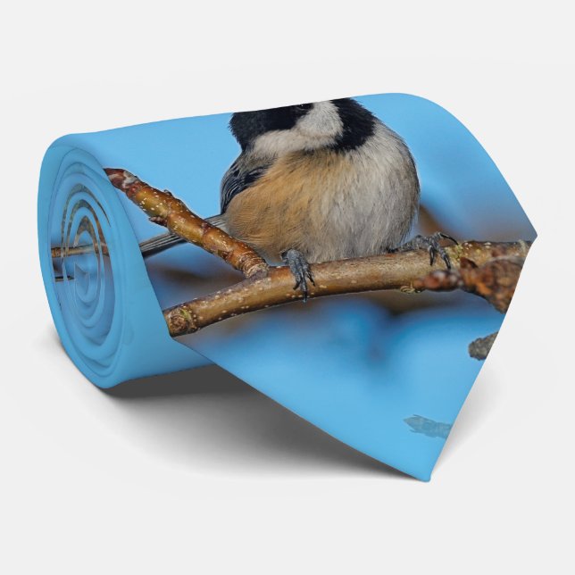 A Black-Capped Chickadee on the Pear Tree Tie (Rolled)