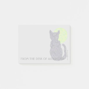 A Black Cat And Moon From The Desk Of Post-it Notes