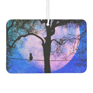 A Black Cat on a Wire Full Moon Air Freshener