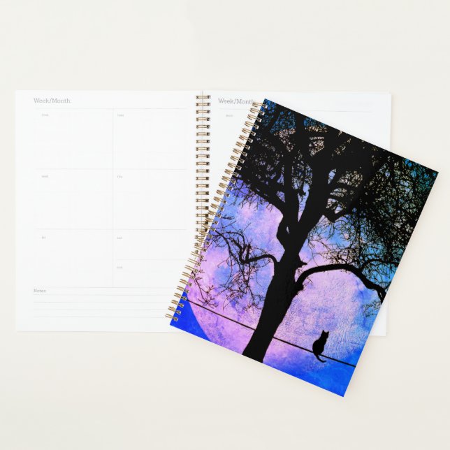 A Black Cat on a Wire Full Moon Planner (Display)