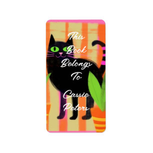 A Black Cat With Houseplants This Book Belongs To Label