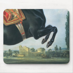 A black horse performing the Courbette Mouse Pad