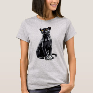 A black panther sitting, watching the environment T-Shirt
