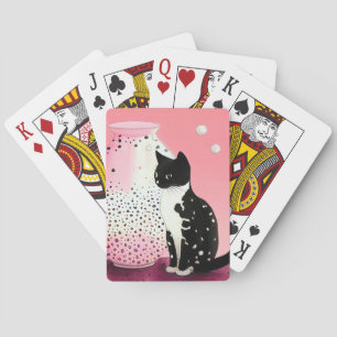 A Black/White Baby Cat and a Big Vice, Pink Back T Playing Cards