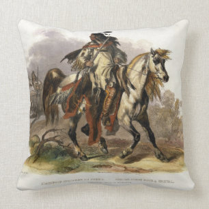 A Blackfoot Indian on Horseback, plate 19 from Vol Throw Pillow