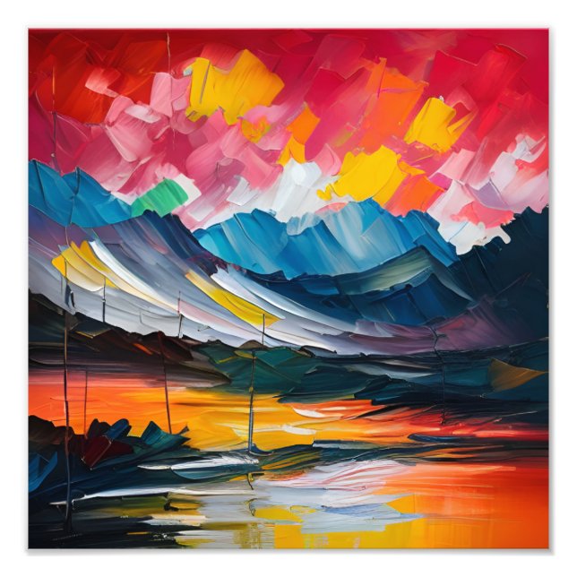 A Blaze of Colour over a Calm Lake Photo Print (Front)