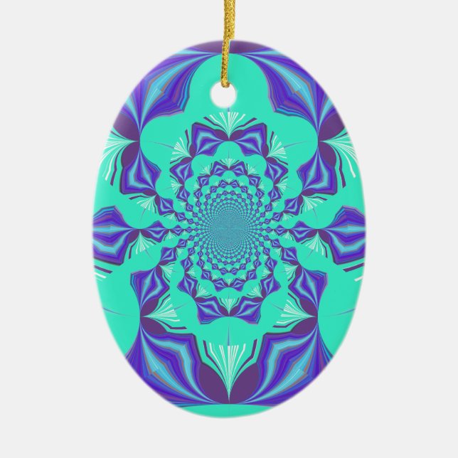 A Blend of Kaleidoscope and Mandala Art! Ceramic Ornament (Front)