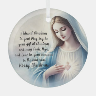 A blessed Christmas with The Virgin Mary Glass Ornament