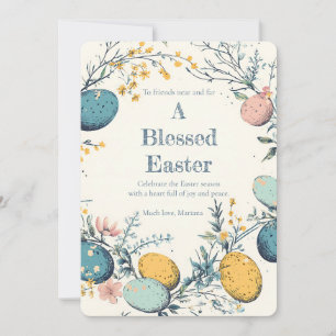 A Blessed Elegant Floral Easter Greeting Card