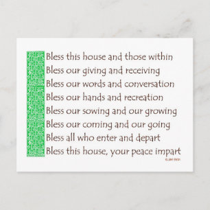 A blessing for a new home postcard