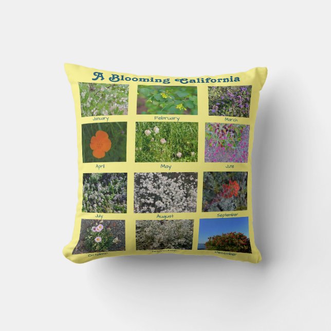 A Blooming California Throw Pillow (Front)