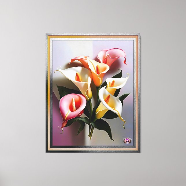 A Blossoming Of Calla Lilies In Pastel Colours Canvas Print (Front)