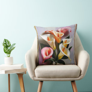 A Blossoming Of Calla Lilies In Pastel Colours Throw Pillow