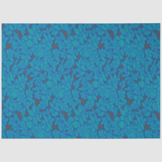 a blue and black background with a pattern tissue paper (Front)