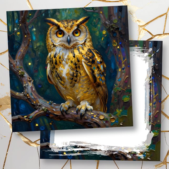 A Blue and Gold Owl Blank Card (Creator Uploaded)