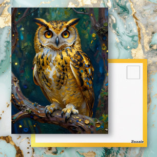 A Blue and Gold Owl  m Keeping in Touch Postcard