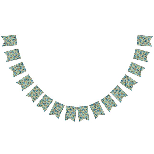 a blue and green pattern on a green background bunting flags (All)