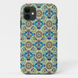 a blue and green pattern on a green background iPhone 11 case