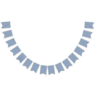 a blue and green pattern with a white background bunting flags