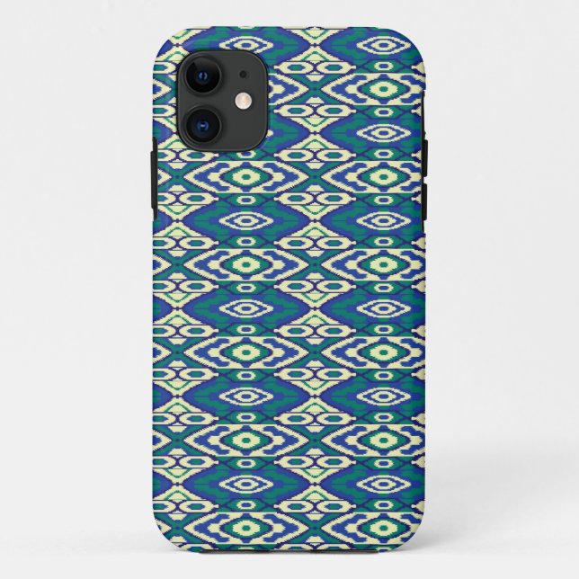 a blue and green pattern with a white background Case-Mate iPhone case (Back)